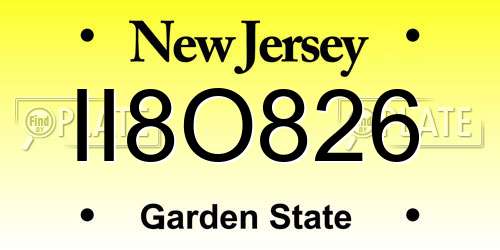 II8O826 New Jersey License Plate