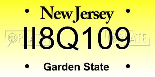 II8Q109 New Jersey License Plate