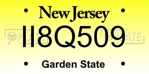 II8Q509 New Jersey License Plate