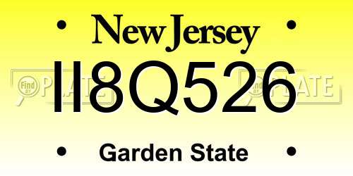 II8Q526 New Jersey License Plate
