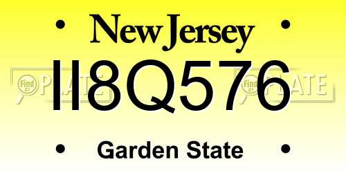 II8Q576 New Jersey License Plate