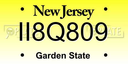 II8Q809 New Jersey License Plate