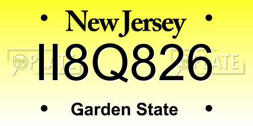 II8Q826 New Jersey License Plate
