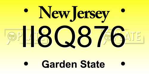 II8Q876 New Jersey License Plate