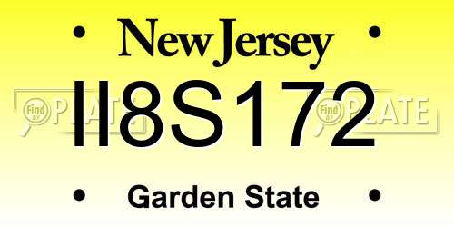 II8S172 New Jersey License Plate