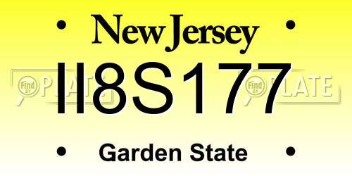 II8S177 New Jersey License Plate