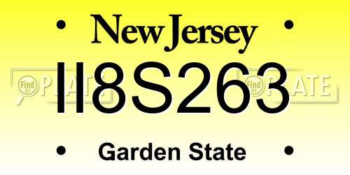 II8S263 New Jersey License Plate