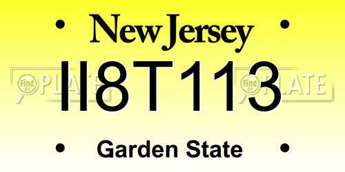 II8T113 New Jersey License Plate