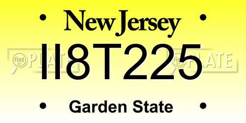 II8T225 New Jersey License Plate