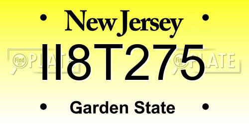 II8T275 New Jersey License Plate