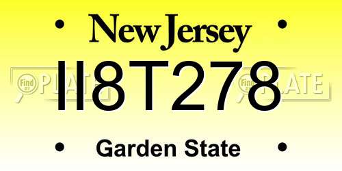 II8T278 New Jersey License Plate