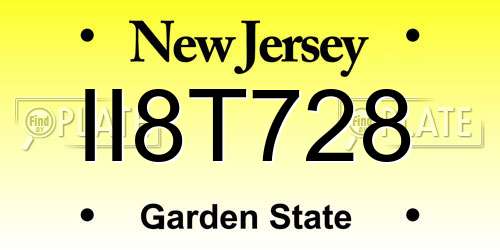 II8T728 New Jersey License Plate