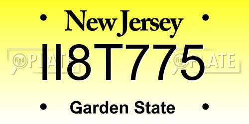 II8T775 New Jersey License Plate