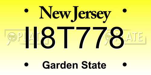 II8T778 New Jersey License Plate