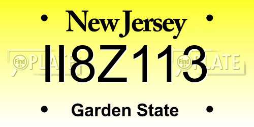 II8Z113 New Jersey License Plate
