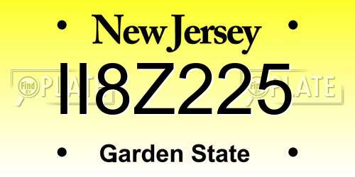 II8Z225 New Jersey License Plate