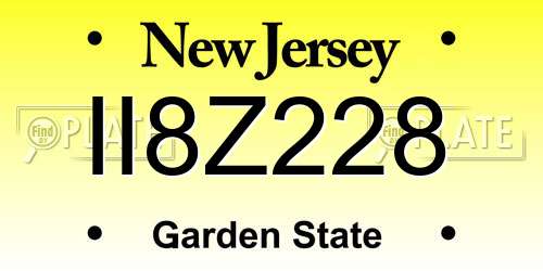 II8Z228 New Jersey License Plate