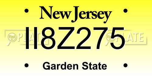 II8Z275 New Jersey License Plate