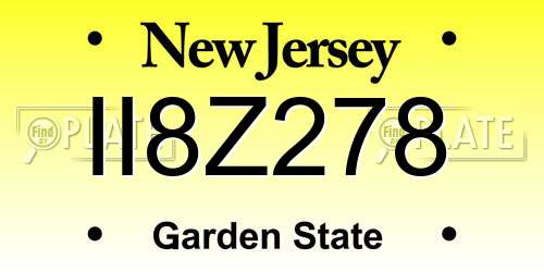 II8Z278 New Jersey License Plate