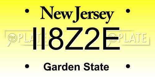 II8Z2E New Jersey License Plate