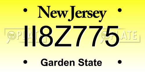 II8Z775 New Jersey License Plate