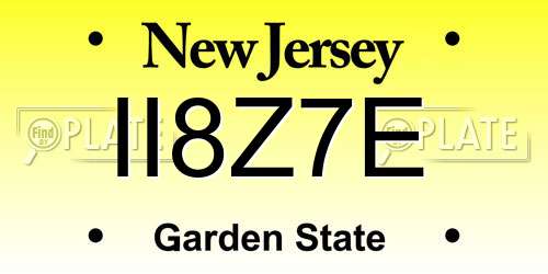 II8Z7E New Jersey License Plate