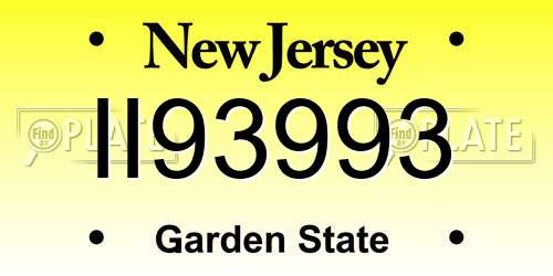 II93993 New Jersey License Plate
