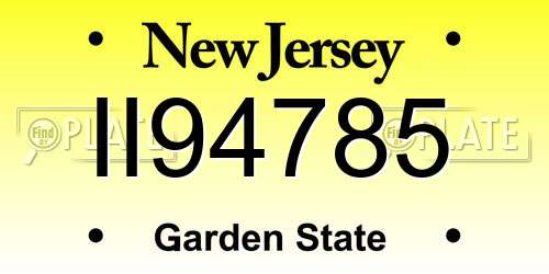 II94785 New Jersey License Plate