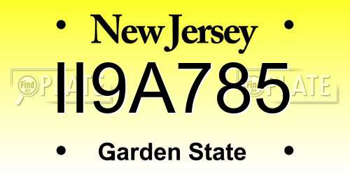II9A785 New Jersey License Plate