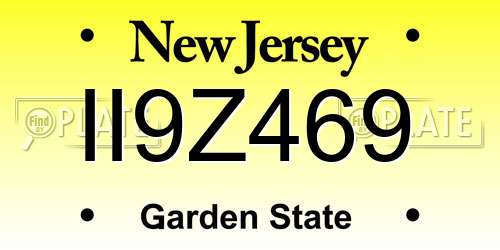 II9Z469 New Jersey License Plate