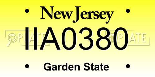 IIA0380 New Jersey License Plate