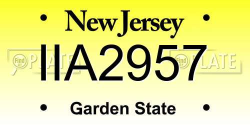 IIA2957 New Jersey License Plate