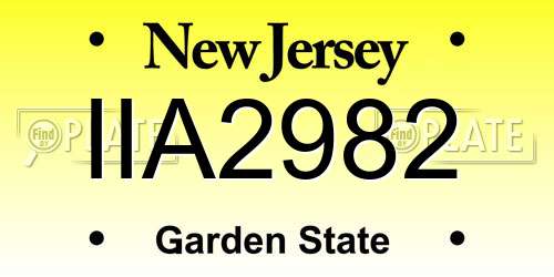 IIA2982 New Jersey License Plate
