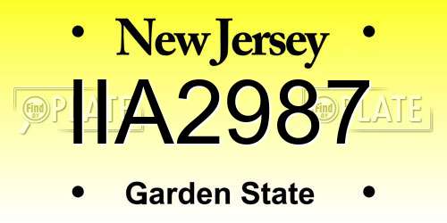 IIA2987 New Jersey License Plate