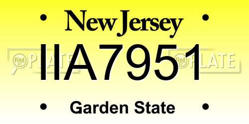 IIA7951 New Jersey License Plate