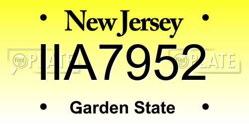 IIA7952 New Jersey License Plate