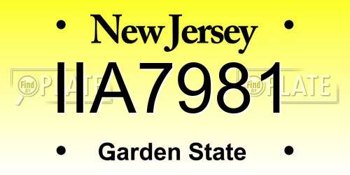 IIA7981 New Jersey License Plate