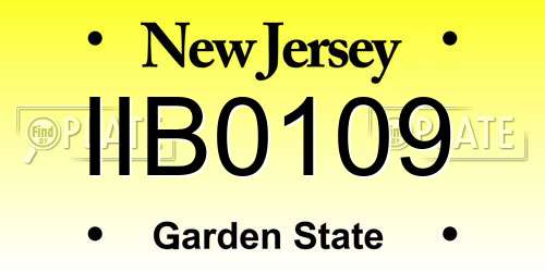IIB0109 New Jersey License Plate