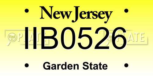IIB0526 New Jersey License Plate