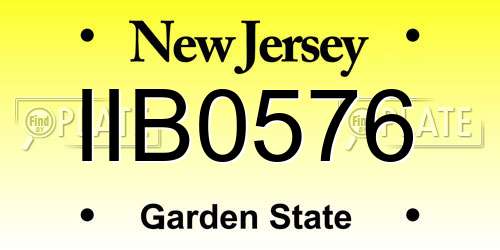 IIB0576 New Jersey License Plate