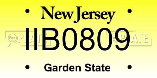 IIB0809 New Jersey License Plate