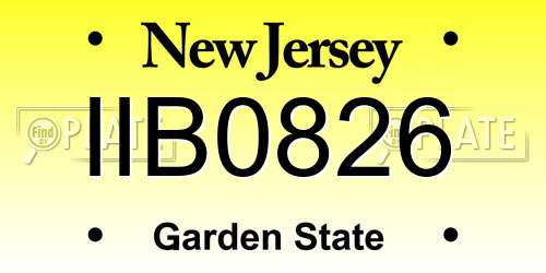 IIB0826 New Jersey License Plate