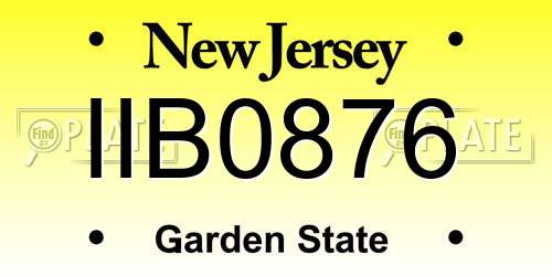 IIB0876 New Jersey License Plate