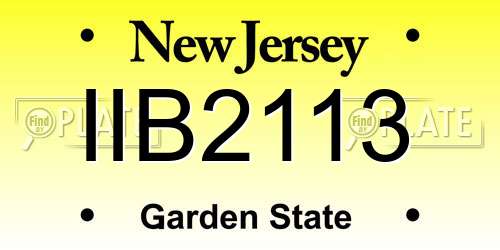IIB2113 New Jersey License Plate