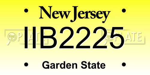 IIB2225 New Jersey License Plate