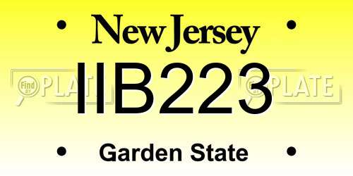 IIB223 New Jersey License Plate