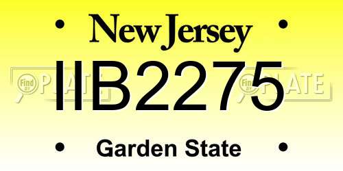 IIB2275 New Jersey License Plate