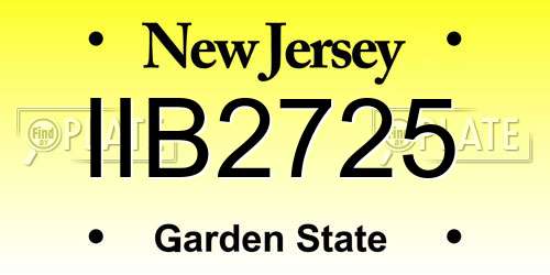 IIB2725 New Jersey License Plate