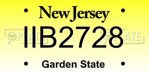 IIB2728 New Jersey License Plate