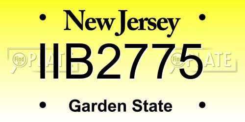 IIB2775 New Jersey License Plate